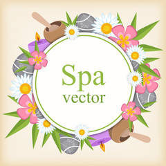Spa vector round banner. Design for spa salon and beauty salon.