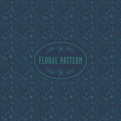 Fototapeta na wymiar Floral background. Seamless vector pattern. Linear style flowers.