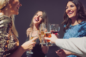 Happy friends having fun. Home party