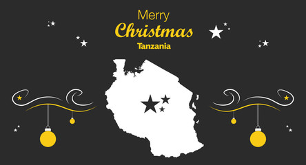 Merry Christmas illustration theme with map of Tanzania