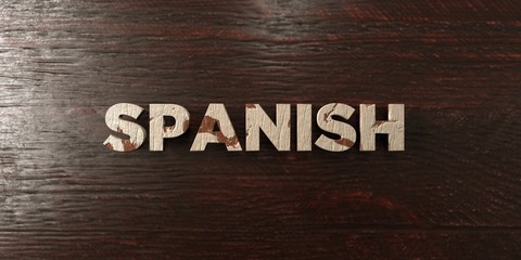 Fototapeta premium Spanish - grungy wooden headline on Maple - 3D rendered royalty free stock image. This image can be used for an online website banner ad or a print postcard.