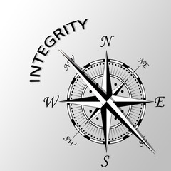 Illustration of Integrity word written aside compass