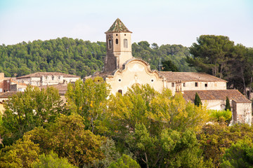Fototapeta na wymiar Vue panoramique du Monastère royal de Santes Creus, Catalogne, Espagne 