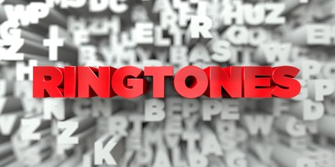 RINGTONES -  Red text on typography background - 3D rendered royalty free stock image. This image can be used for an online website banner ad or a print postcard.