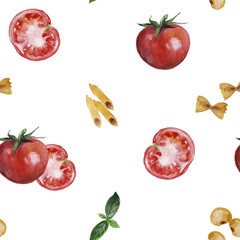 Seamless pattern of tomatoes on a white background