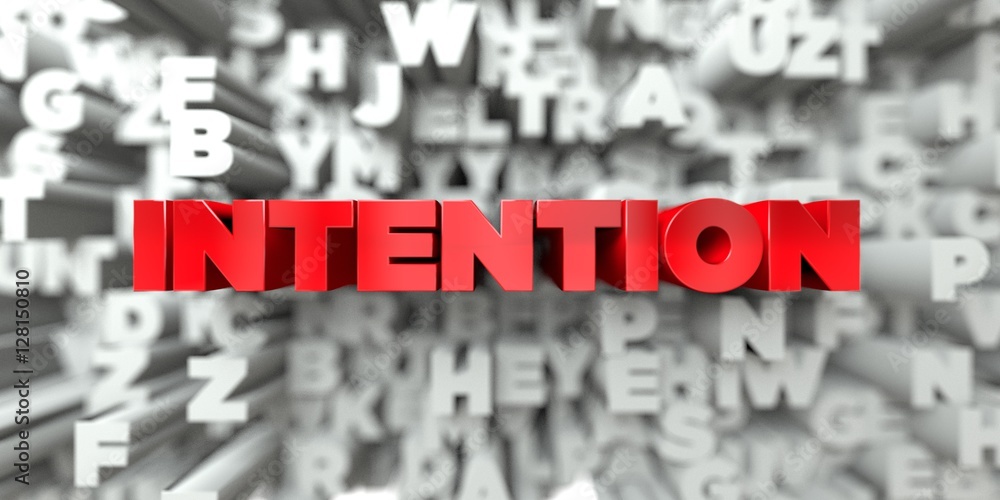 Wall mural intention - red text on typography background - 3d rendered royalty free stock image. this image can
