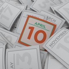 3d rendering random calendar pages april 10