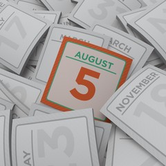 3d rendering random calendar pages august 5