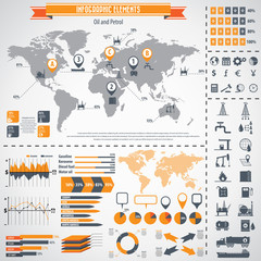 Oil industry icon set and infographics. Vector icons. Eps10 vector