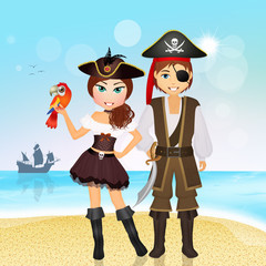 pirates couple on the island