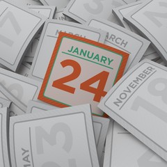3d rendering random calendar pages january 24