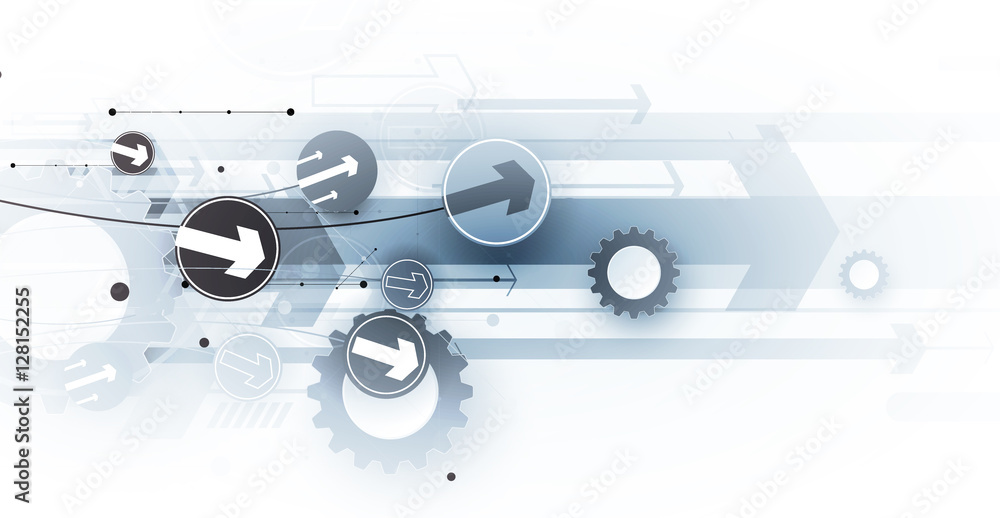 Poster flow of arrows. imagination of business or technology process. vector futuristic background with gre