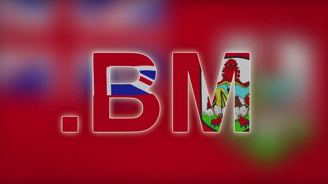 BM - internet domain of Bermuda...Typing top-level domain ".BM" against blurred waving national flag of Bermuda. Highly detailed fabric texture for 4K resolution.