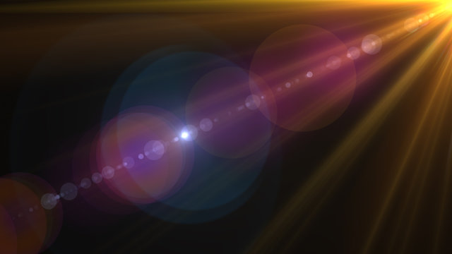 abstract lens flare yellow light over black background