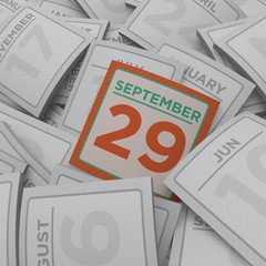3d rendering random calendar pages september 29