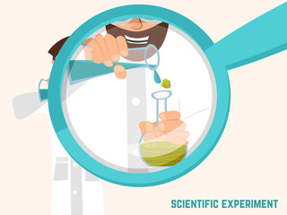 Colorful illustration with scientific instruments and equipment for research. Vector