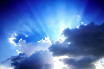 Naklejka na ściany i meble Sky and sun light texture rear the cloud.