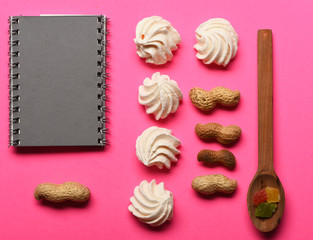 Marshmallow with peanuts and recipe book