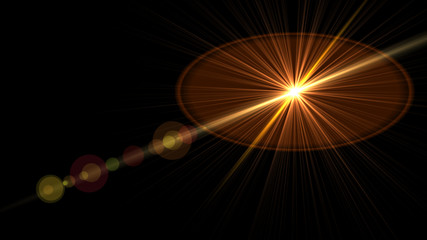 abstract lens flare yellow light over black background