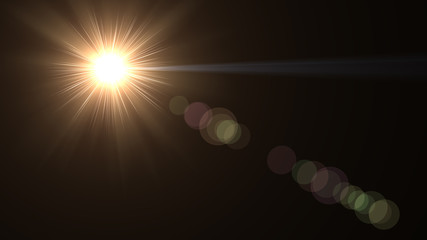 abstract lens flare yellow light over black background