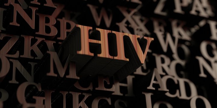 Hiv - Wooden 3D rendered letters/message.  Can be used for an online banner ad or a print postcard.