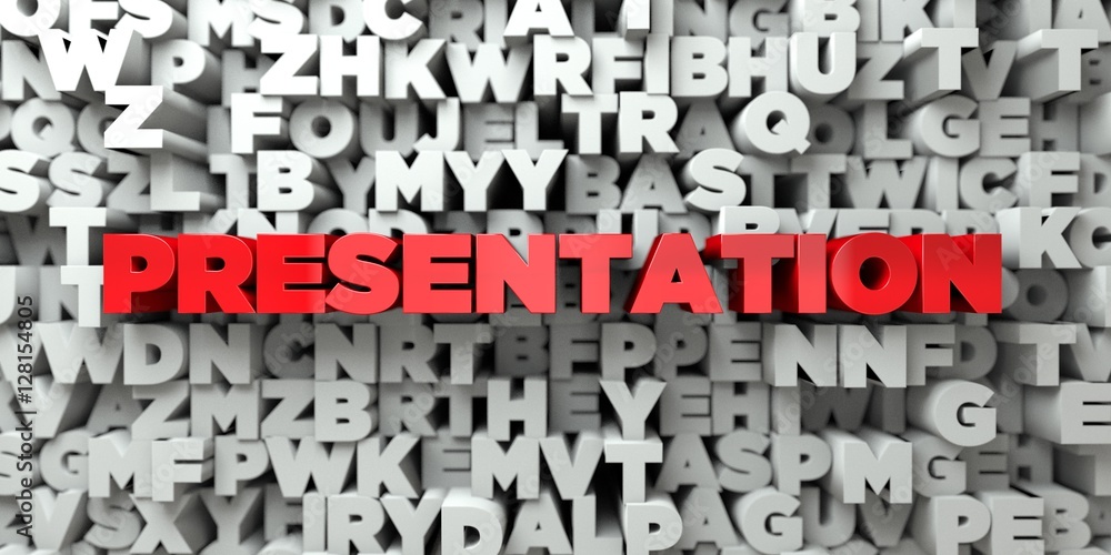 Fototapete presentation - red text on typography background - 3d rendered royalty free stock image. this image 