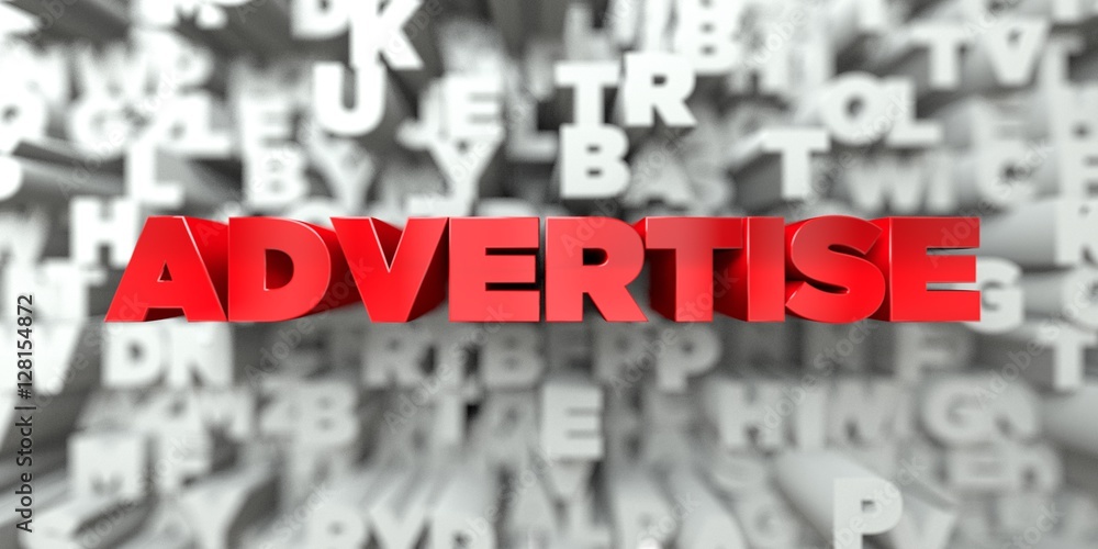 Fototapete advertise - red text on typography background - 3d rendered royalty free stock image. this image can