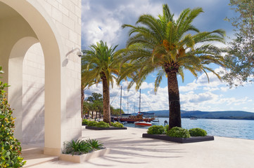 Fototapeta premium Embankment of Tivat city. Montenegro