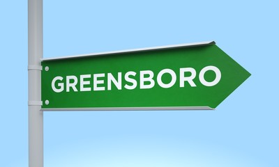 3d rendering illustration right  direction road sign greensboro