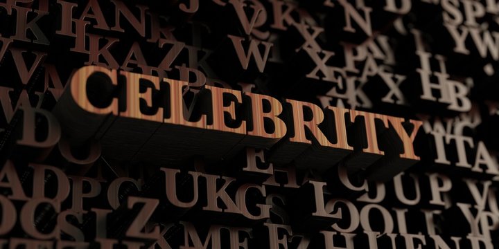 Celebrity - Wooden 3D rendered letters/message.  Can be used for an online banner ad or a print postcard.