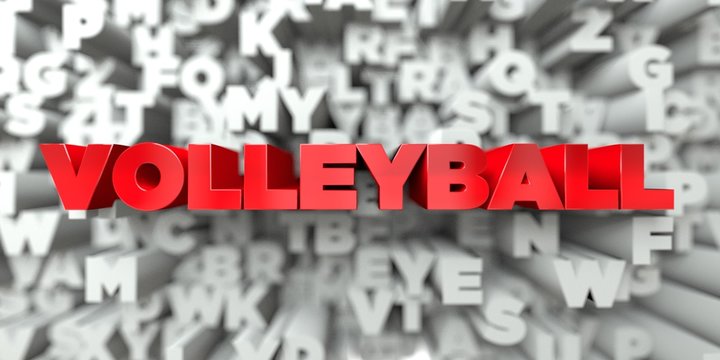 VOLLEYBALL -  Red text on typography background - 3D rendered royalty free stock image. This image can be used for an online website banner ad or a print postcard.
