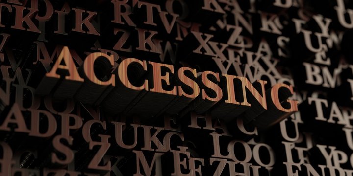 Accessing - Wooden 3D rendered letters/message.  Can be used for an online banner ad or a print postcard.