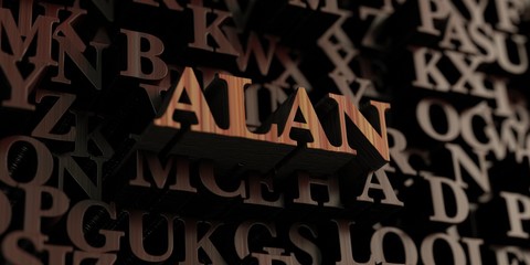 Alan - Wooden 3D rendered letters/message.  Can be used for an online banner ad or a print postcard.