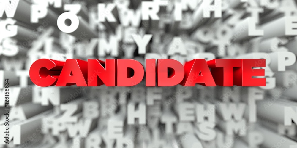Fototapete candidate - red text on typography background - 3d rendered royalty free stock image. this image can