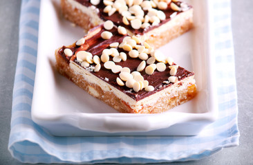 Sweet slices with double chocolate topping