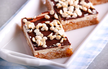 Sweet slices with double chocolate topping