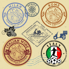 Travel stamps or symbols set, Italy theme