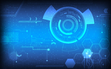 Blue technology background and abstract digital tech circle.