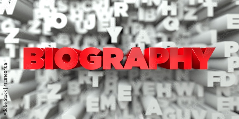Fototapete biography - red text on typography background - 3d rendered royalty free stock image. this image can
