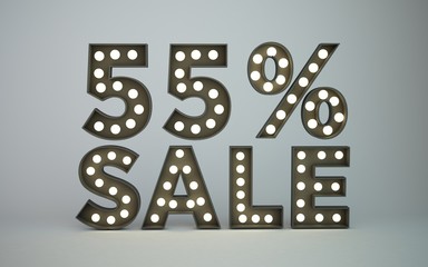 3D render bulb text  percent off