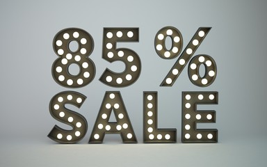 3D render bulb text 85 percent off