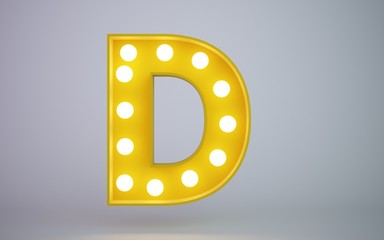 3d rendering illustration yellow bulb type face d