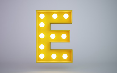 3d rendering illustration yellow bulb type face e