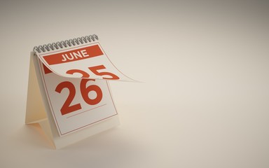 3d rendering calendar  june 26