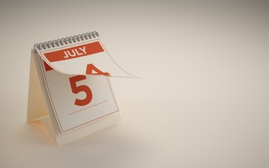 3d rendering calendar july 5