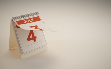 3d rendering calendar july 4