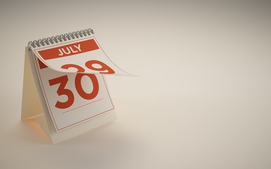 3d rendering calendar july 30