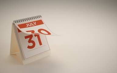 3d rendering calendar  july