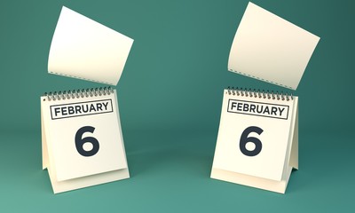 3d rendering Calendar february 6