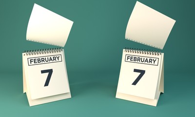 3d rendering Calendar february 7